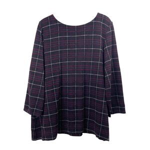 J. Jill Ponte plaid v neck back top blouse Sz XL‎